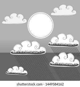 Sun with clouds and rain. Different weather conditions occur throughout the day. Rain clouds and the sun at one time.