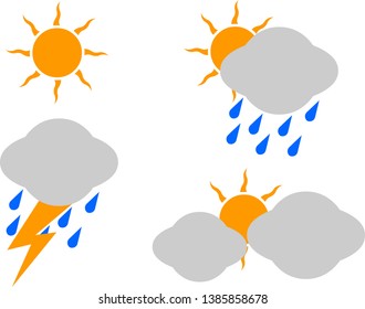 sun, clouds, rain and thunder - weather conditions