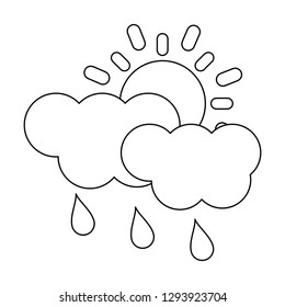 Sun and clouds rainy black and white