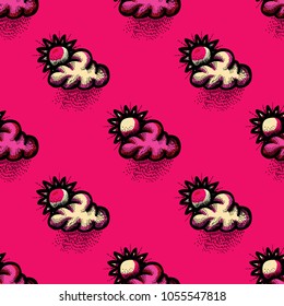 Sun and clouds seamless pattern. Original design for print or digital media.