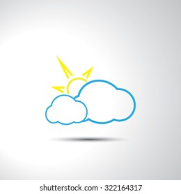 Sun and clouds sign flat icon