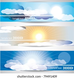 Sun and clouds site headers , vector