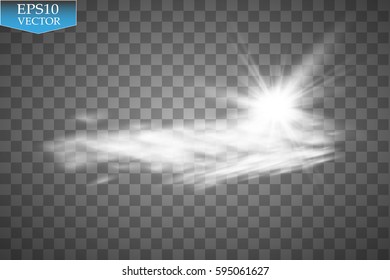 Sun, Clouds and Sky Forecast Background. Cool Weather Transparent Space. Sunshine. Vector illustration