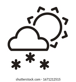 sun with clouds and snow, line style icon