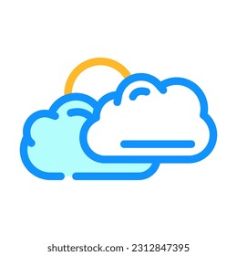 el sol y las nubes el vector del icono de la luz solar de verano. señal de sol y nubes de verano. ilustración de símbolo aislado