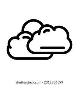 vectores de icono de la línea solar de verano de sol y nubes. señal de sol y nubes de verano. símbolo de contorno aislado ilustración negra
