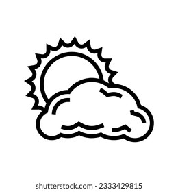 vectores de icono de la línea solar de verano de sol y nubes. señal de sol y nubes de verano. símbolo de contorno aislado ilustración negra