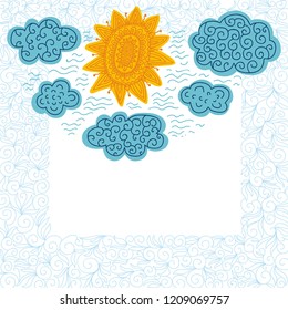 Sun and clouds. Vector illustration