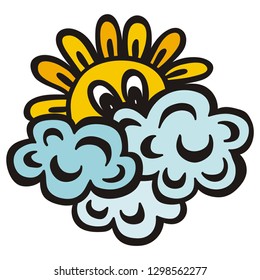 Sun and clouds. Vector illustration