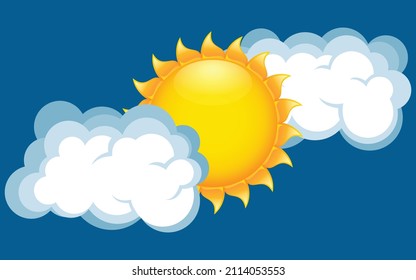 Sun and clouds. Vector illustration.