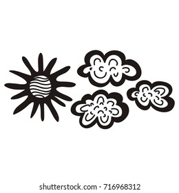 Sun and clouds. Vector illustration.