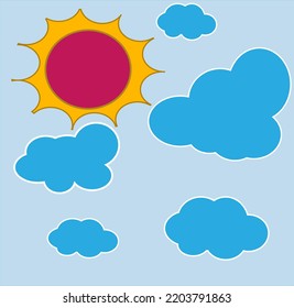 icono de fondo de escritorio solar y nubes