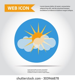 Sun with clouds, weather icon, synoptic, vector.