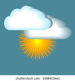 Sun and clouds. Weather icon - vector illustration