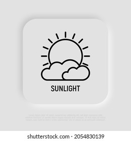 Sun and clouds weather, sunlight thin line icon. Vector illustration.