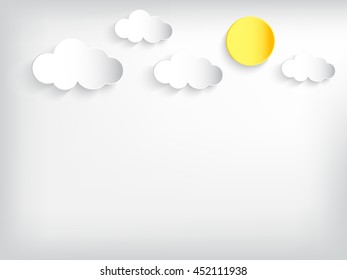 fondo de estilo de corte de papel solar y papel azul turbio