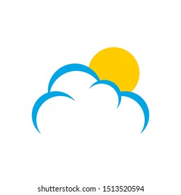 Sun and cloudy weather icon design vector template