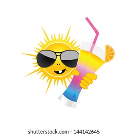 sun with cocktail art vector