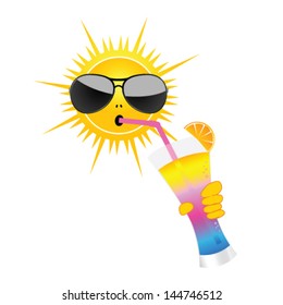 sun with cocktail art vector part two