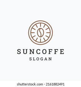 Sun coffe logo icon flat design template 