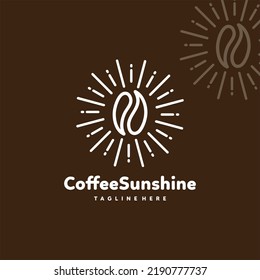 sun coffee bean logo design template