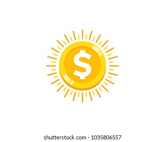 Sun Coin Icon Logo Design Element