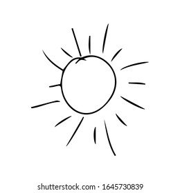 Sun collection doodle. Yellow sunrise symbols nature vector stylized icon of sun.