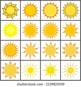sun collection. vector illustration isolated on white