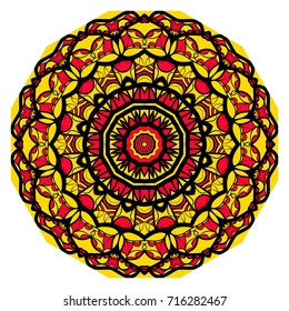 Sun color flower mandala. Energy symbol. vector illustration. for greeting card, invitation, tattoo, spa, yoga symbol.