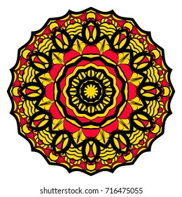 Sun color flower mandala. Energy symbol. vector illustration. for greeting card, invitation, tattoo, spa, yoga symbol.