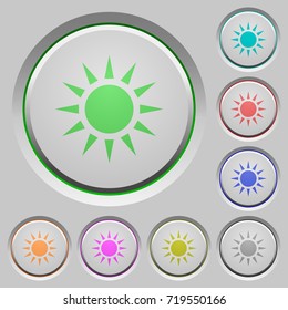 Sun color icons on sunk push buttons