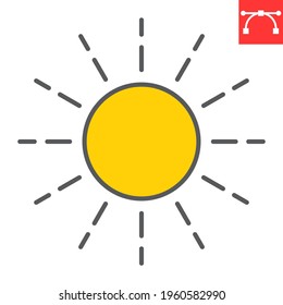 Sun color line icon, summer and warm, sunshine vector icon, vector graphics, editable stroke filled outline sign, eps 10