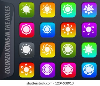 Sun colored icons in the holes easily adapt to any background
