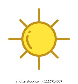 Sun colored vector icon. Isolated on white background