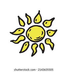 Sun colorful doodle. Simple vector illustration