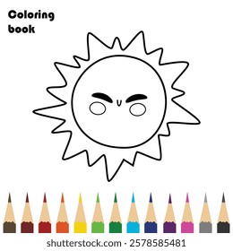 sun coloring book design illustration