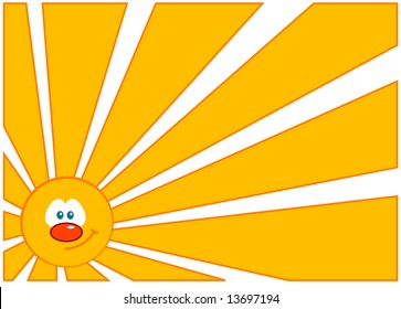 sun with comic face - vector illustration