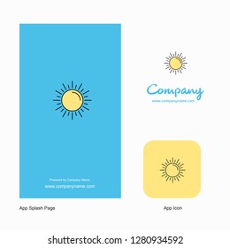 Sun Company Logo App Icon and Splash Page Design. Creative Business App Design Elements