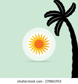 sun concept with palm tree summer vector illustration
