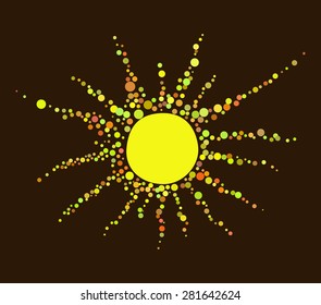 Sun consisting of the pieces of a hot day at noon bright yellow on a brown background.