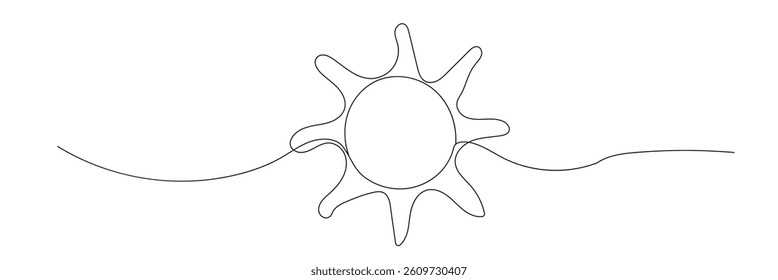Sun continuous line art drawn. Summer sun contour line symbol. Vector illustration isolated on white. Vector Illustration .EPS 10 .