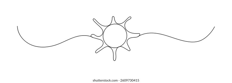 Sun continuous line art drawn. Summer sun contour line symbol. Vector illustration isolated on white. Vector Illustration .EPS 10 .