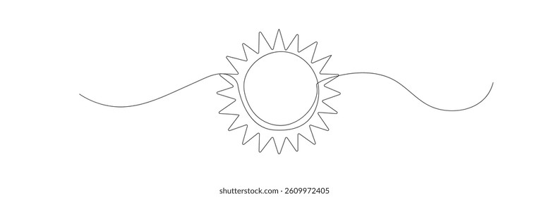 Sun continuous line art drawn. Summer sun contour line symbol. Vector illustration isolated on white. Vector Illustration .EPS 10 . 