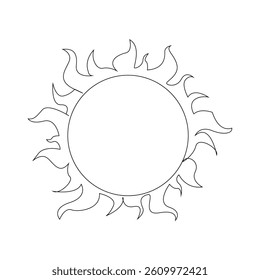 Sun continuous line art drawn. Summer sun contour line symbol. Vector illustration isolated on white. Vector Illustration .EPS 10 . 