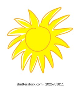 Sol en estilo de arte de línea continua con Stroke editable. Icono Esbozar clima soleado. Ilustración vectorial.