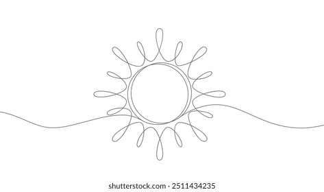 Línea continua del sol. Contorno dibujado a mano del sol