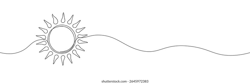 Sun continuous one line drawing. Summer concept. Vector illustration.