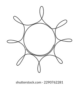 Sun continuous one line icon. Summer sun contour line sign. Vector illustration isolated on white.