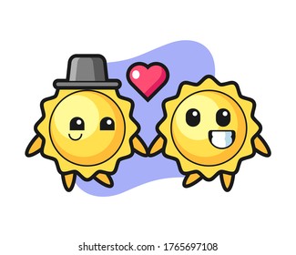 Sun couple cartoon fall in love