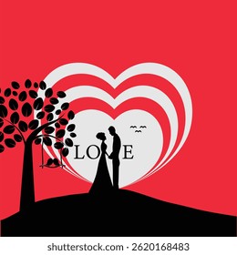 sun couple silhouette vector design.